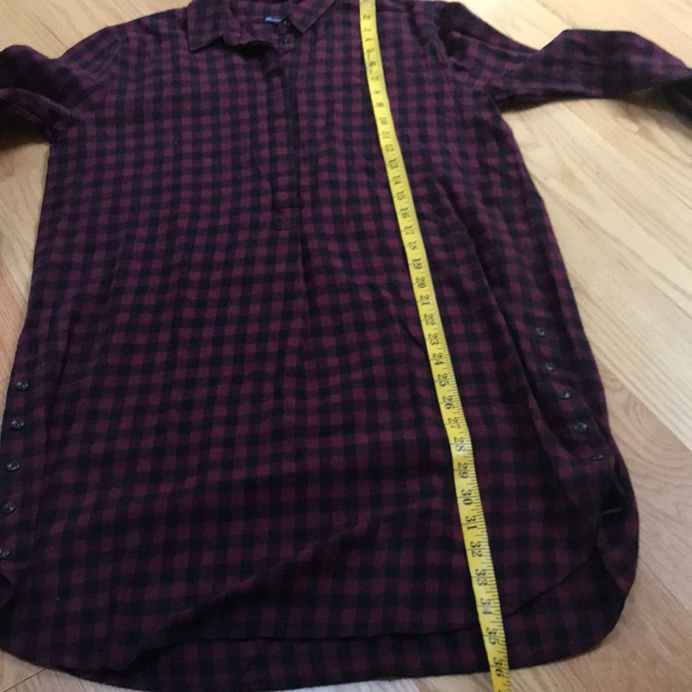 Madewell medium burgundy combo Buffalo check  long sleeve shirt dress. - Picture 8 of 8